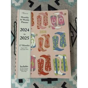 Planner 2024 2025 LADY JAYNE Pink Cowgirl Boots 17‎ Months Western Cowgirl Core